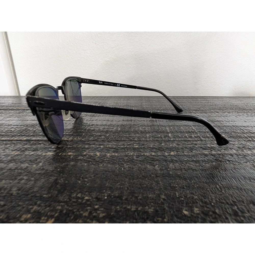 Ray-Ban Clubmaster RB3716 186/58 145 51-21 Metal Italy Sunglasses Black - Rough
